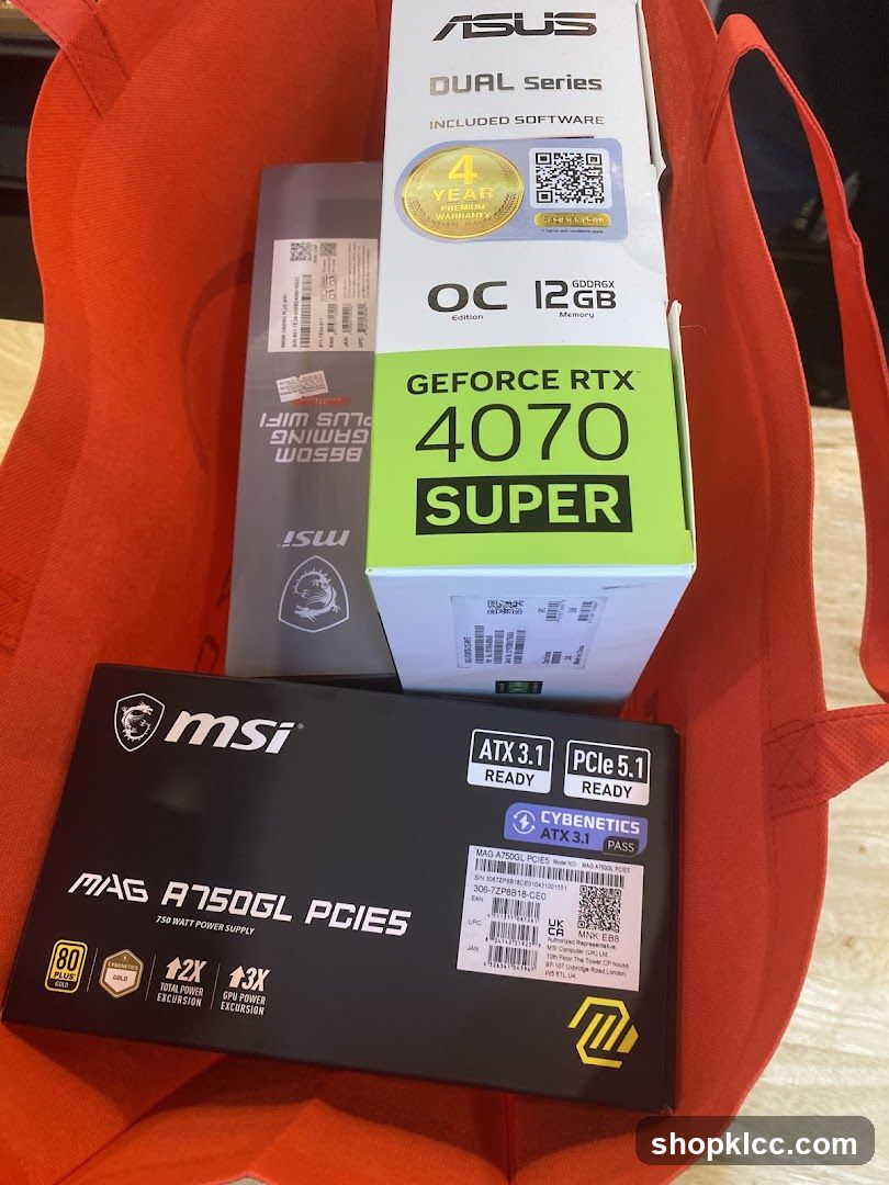 Computer Hardware Boxes in Bag