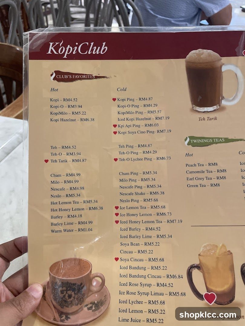 Kopi Club Menu