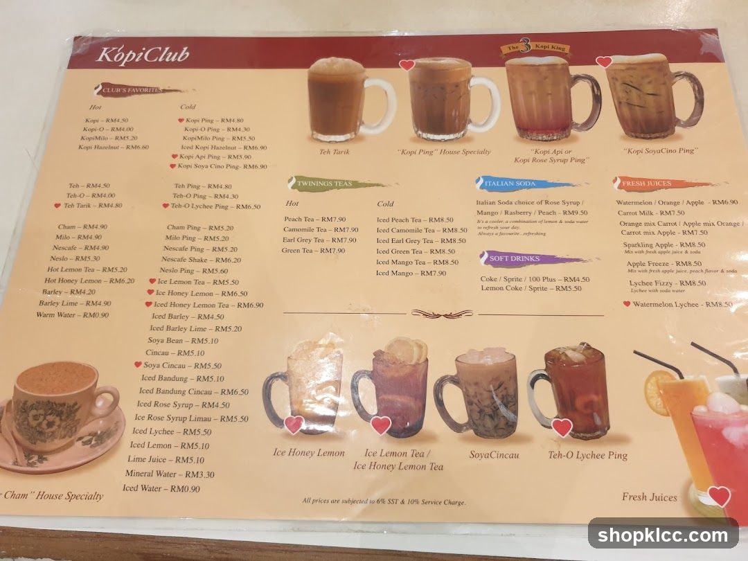 Kopi Club Menu
