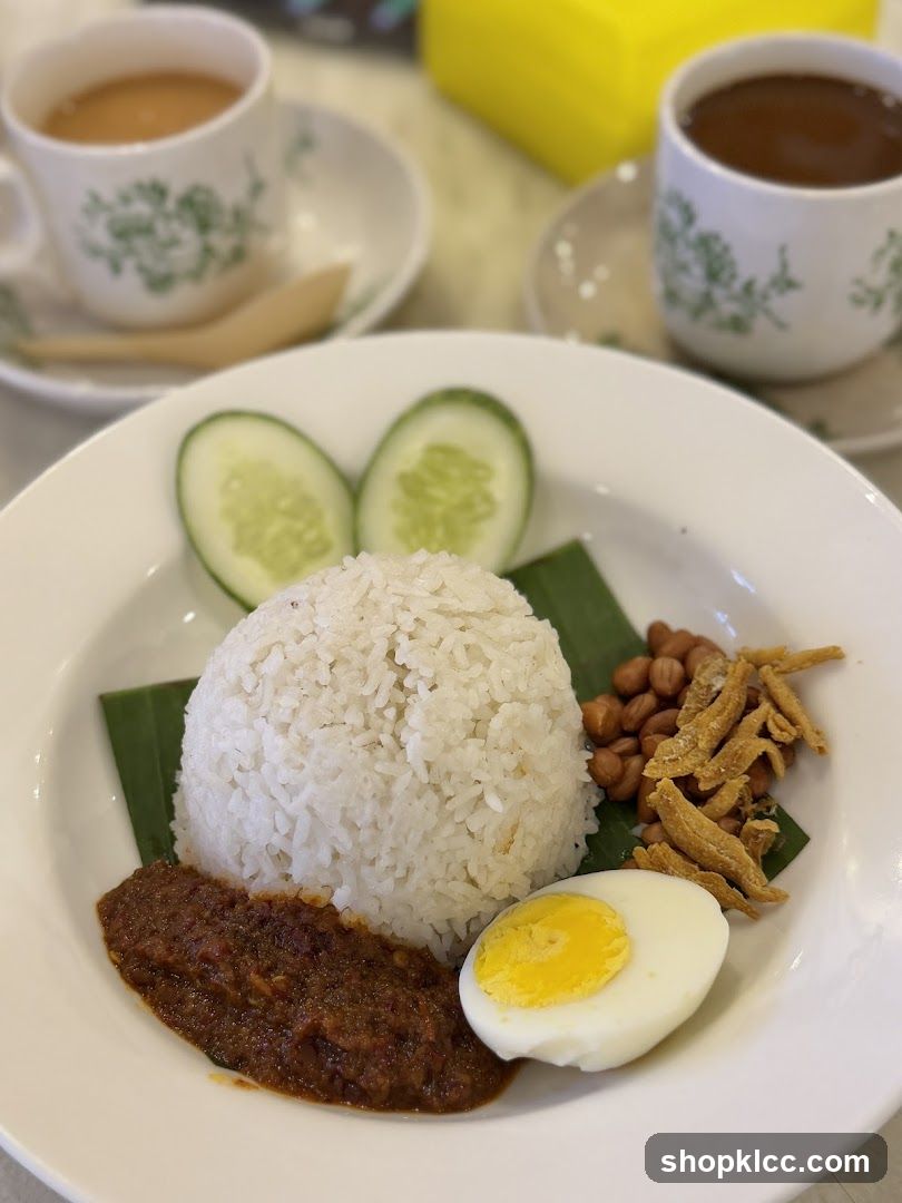 Nasi Lemak Plate with Tea