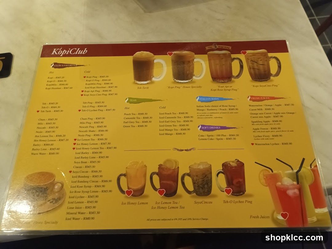 Kopi Club Menu