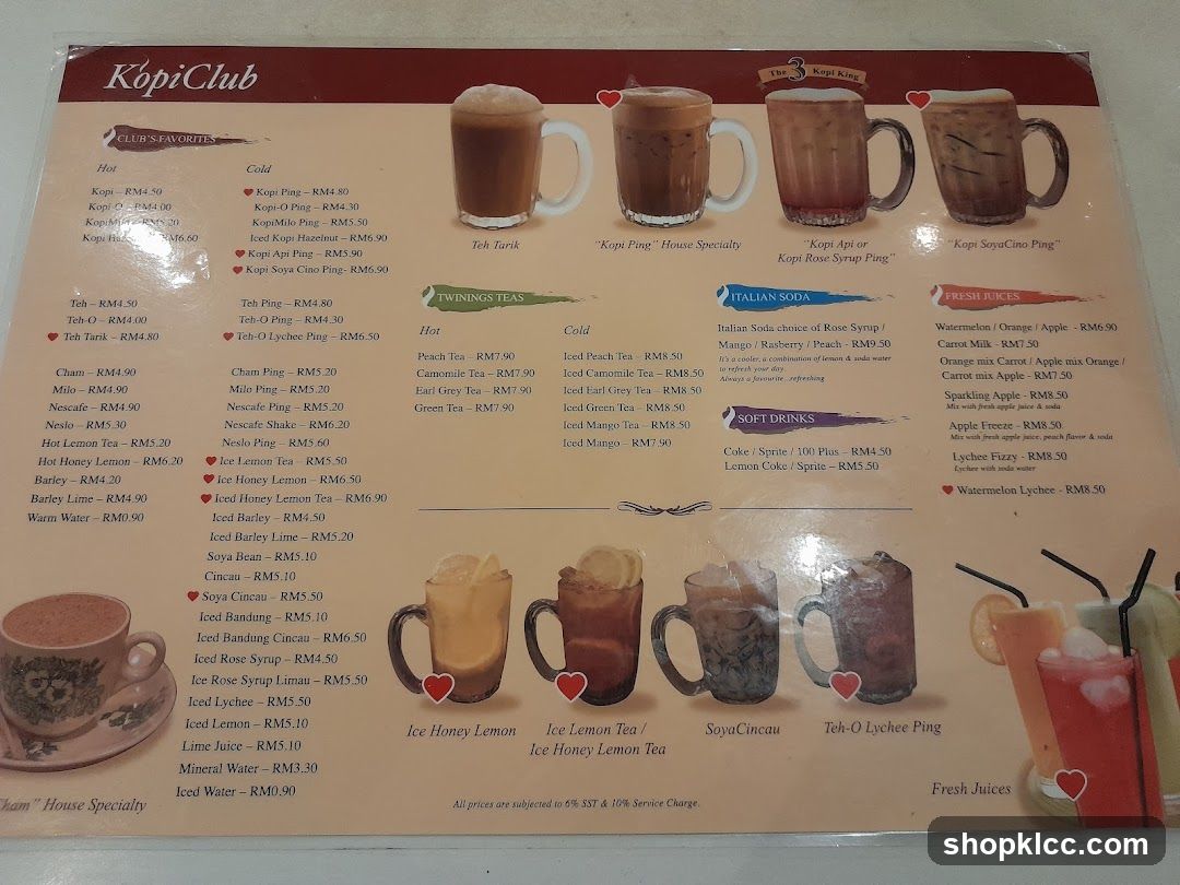 Kopi Club Menu