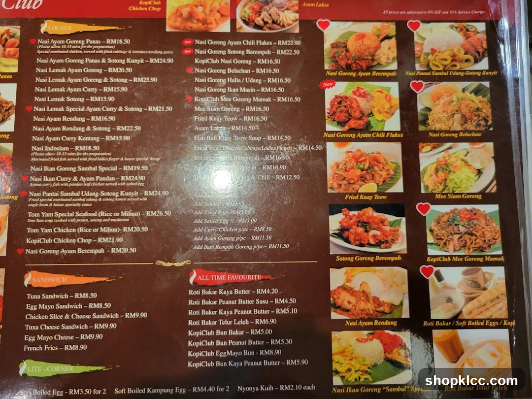 KopClub Menu