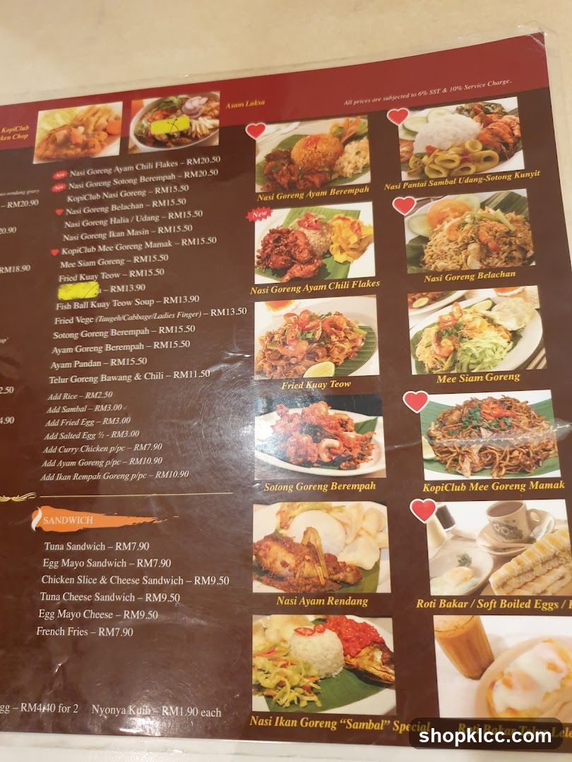 Kopiklub Menu Board
