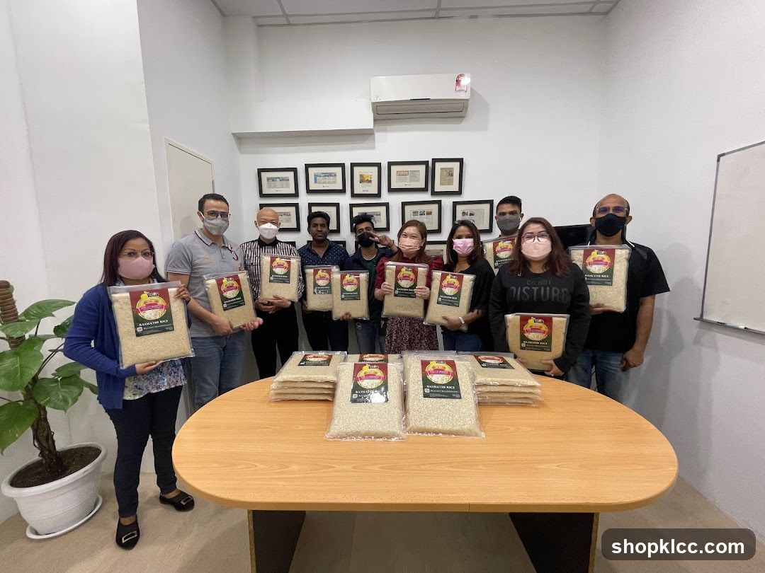 Group with packaged rice products
