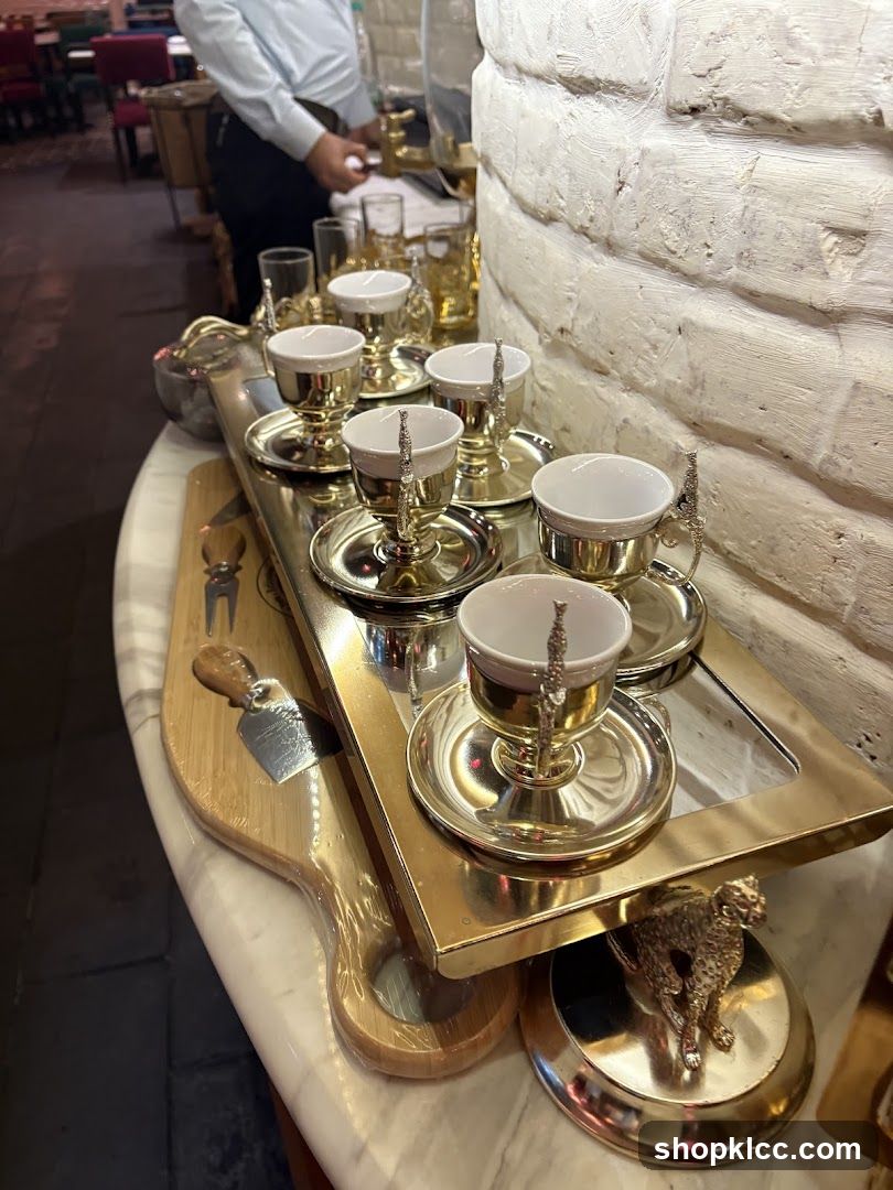Gold Coffee Cups on a Tray