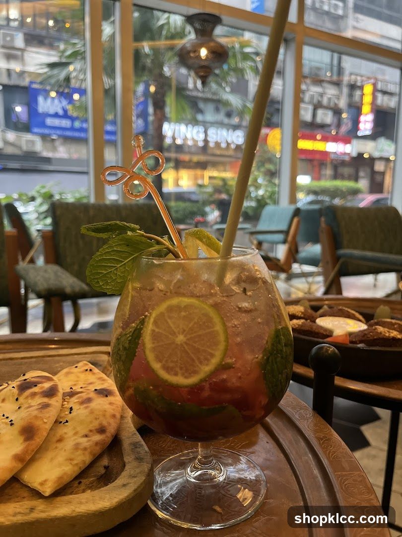 Beverage and Naan Bread