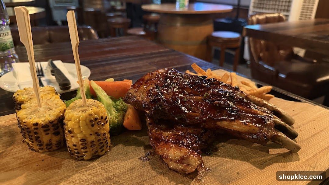 Grilled Lamb Ribs with Corn and Fries
