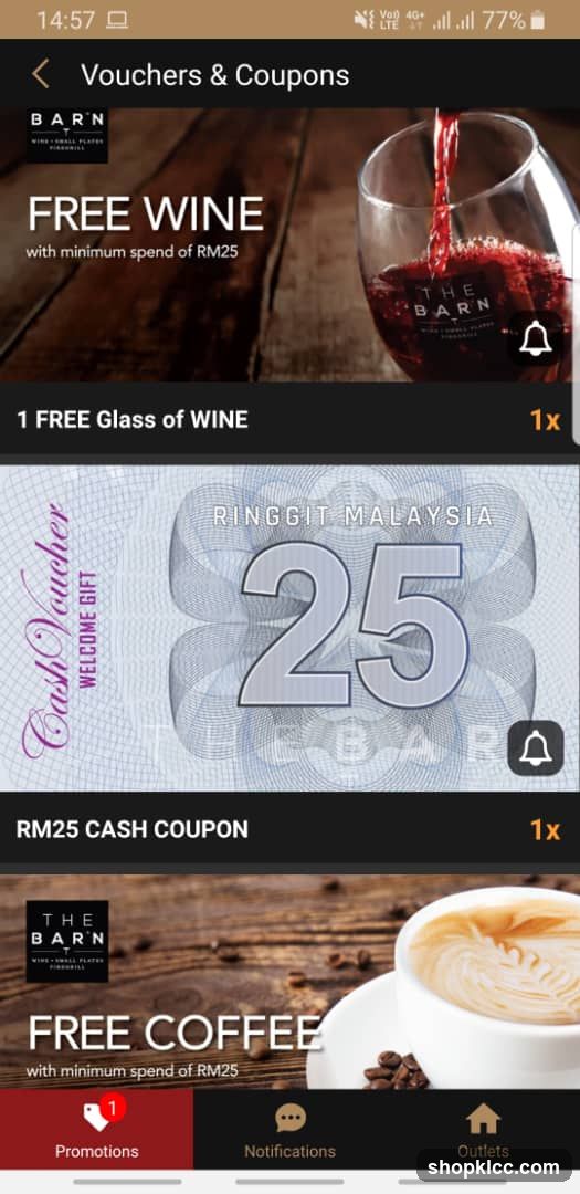 Vouchers & Coupons App Screen