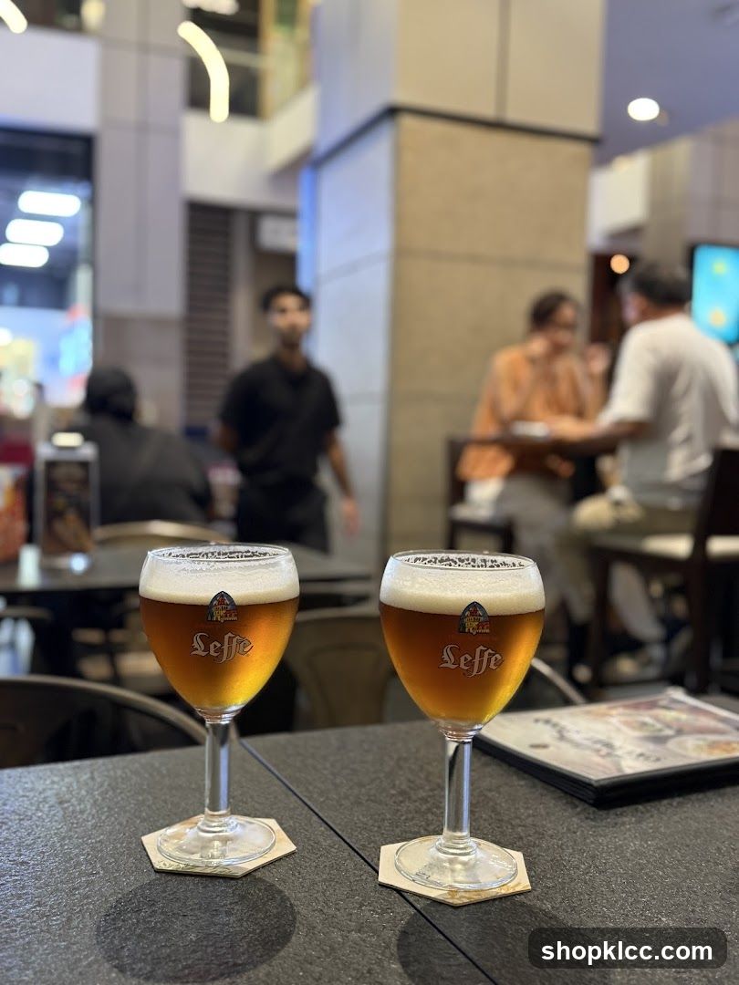 Leffe Beer Glasses at a Cafe