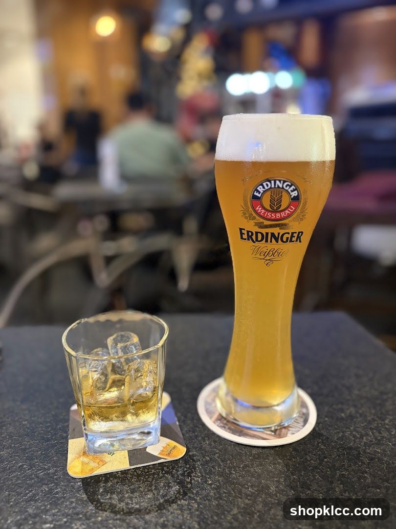 Beer and Whiskey on a Bar Counter
