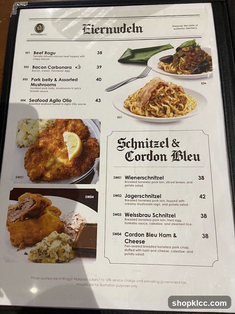 German Cuisine Menu