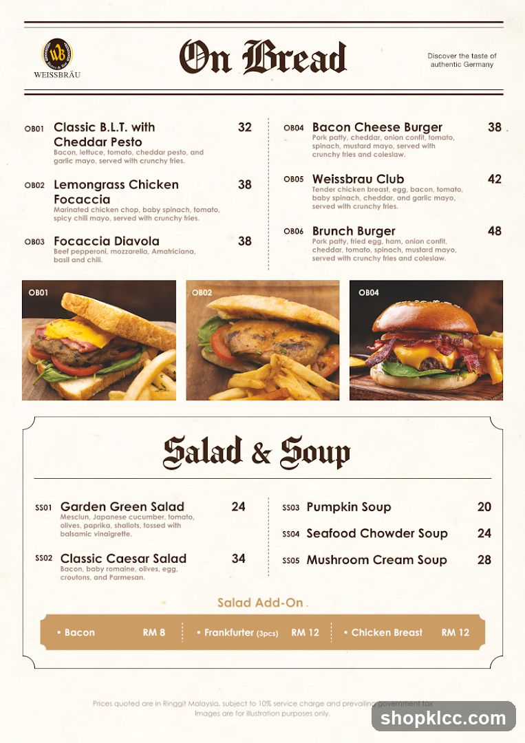 On Bread Menu