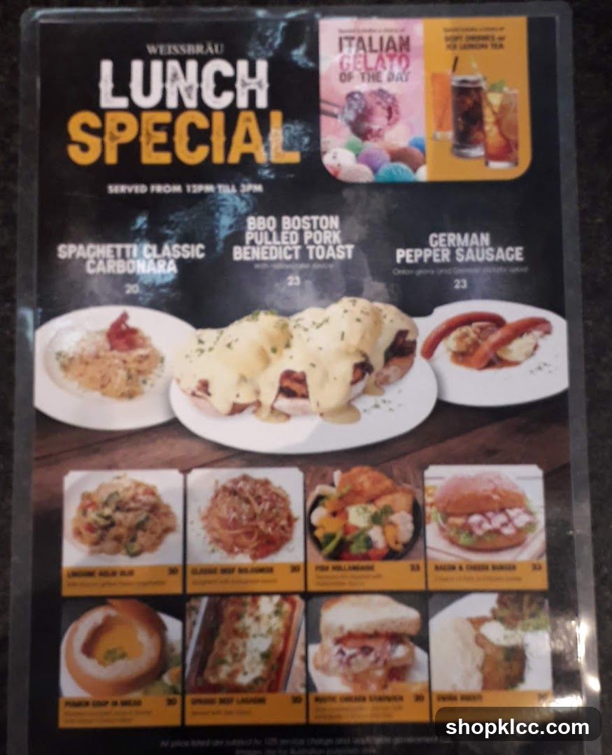 Lunch Special Menu