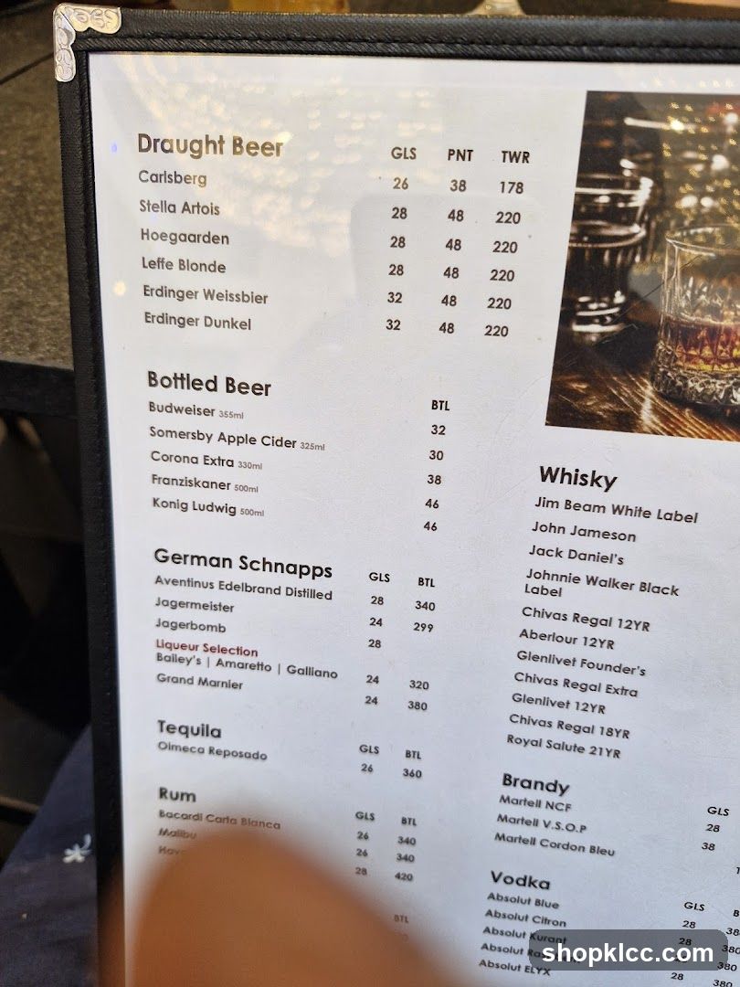 Drafted Beer & Whisky Menu