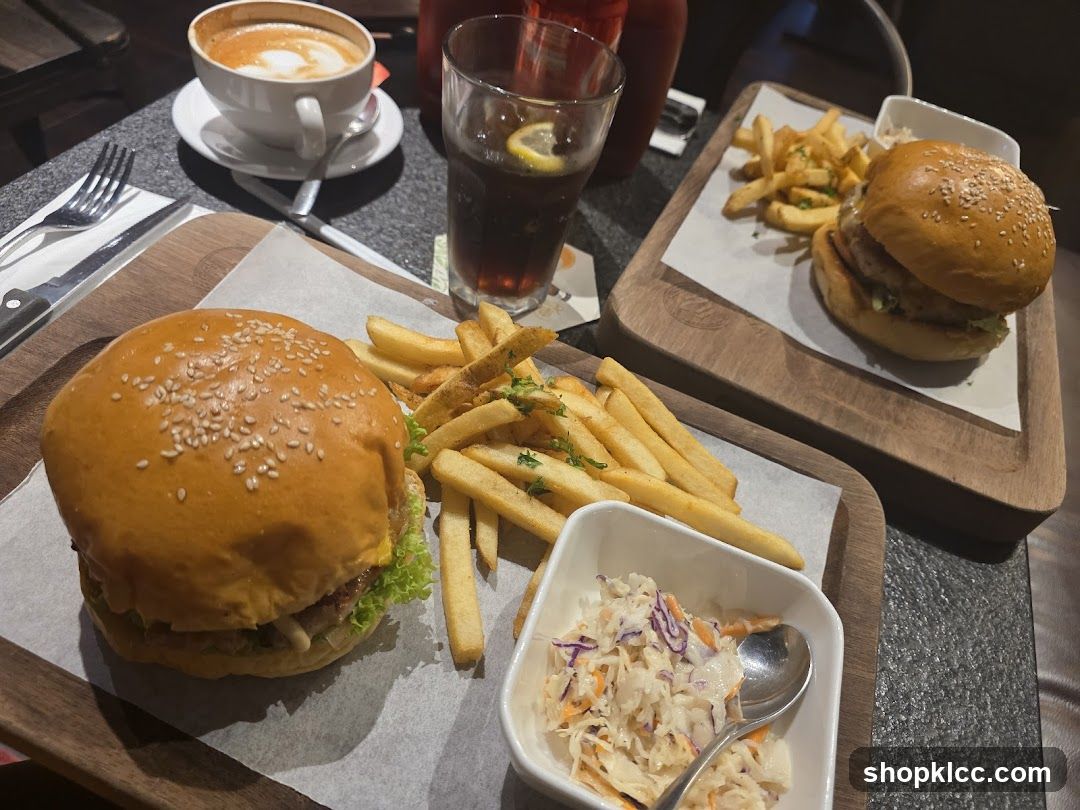 Burgers and Fries at a Restaurant