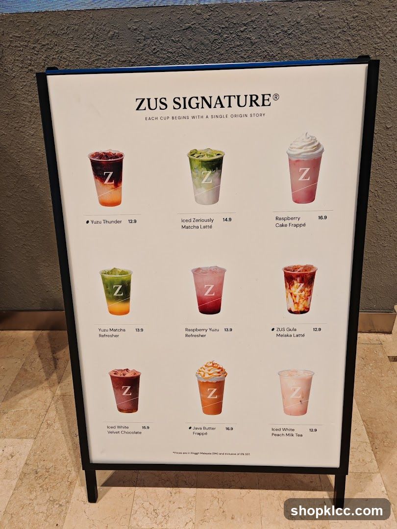 Zus Signature Menu Board