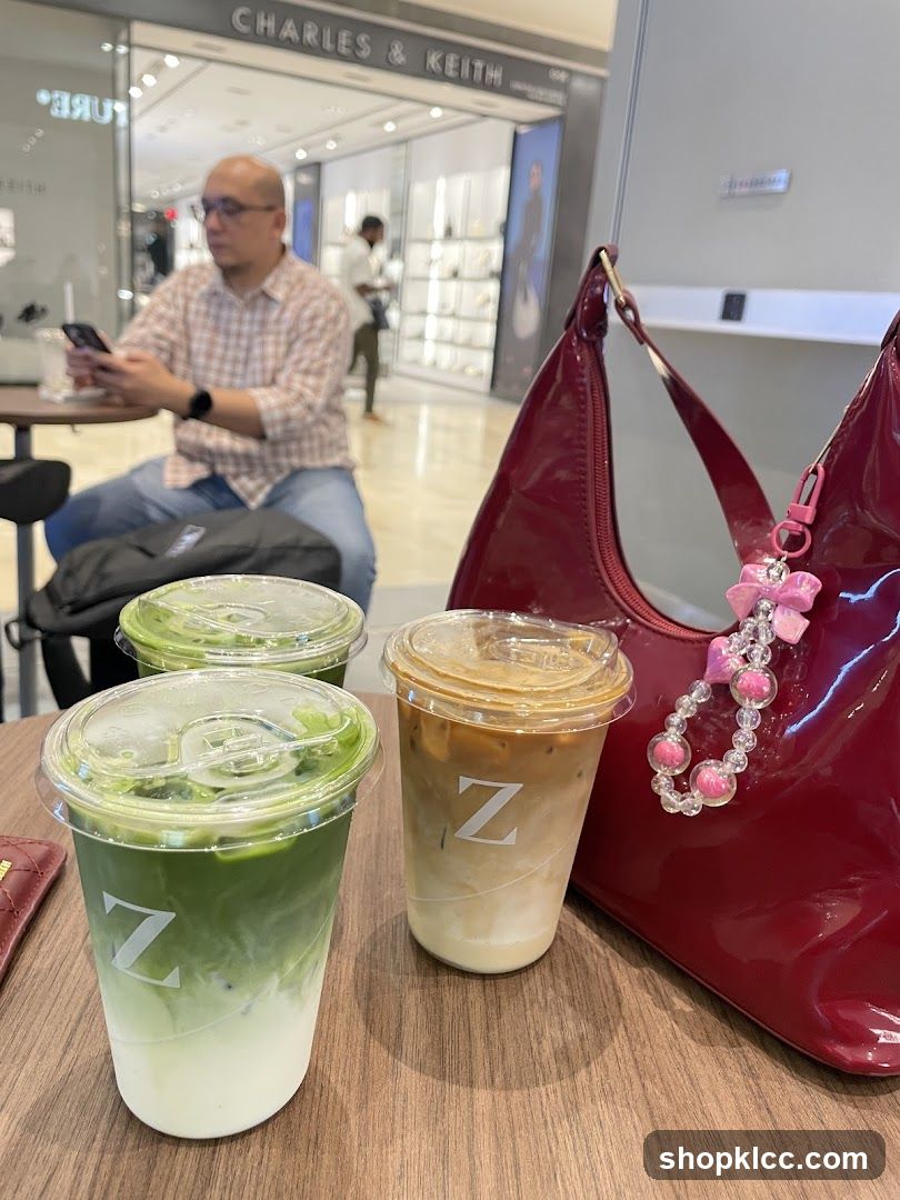 Matcha and Iced Coffee Drinks at a Mall Cafe