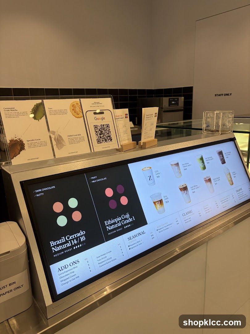 Digital Menu Display at Coffee Shop Counter