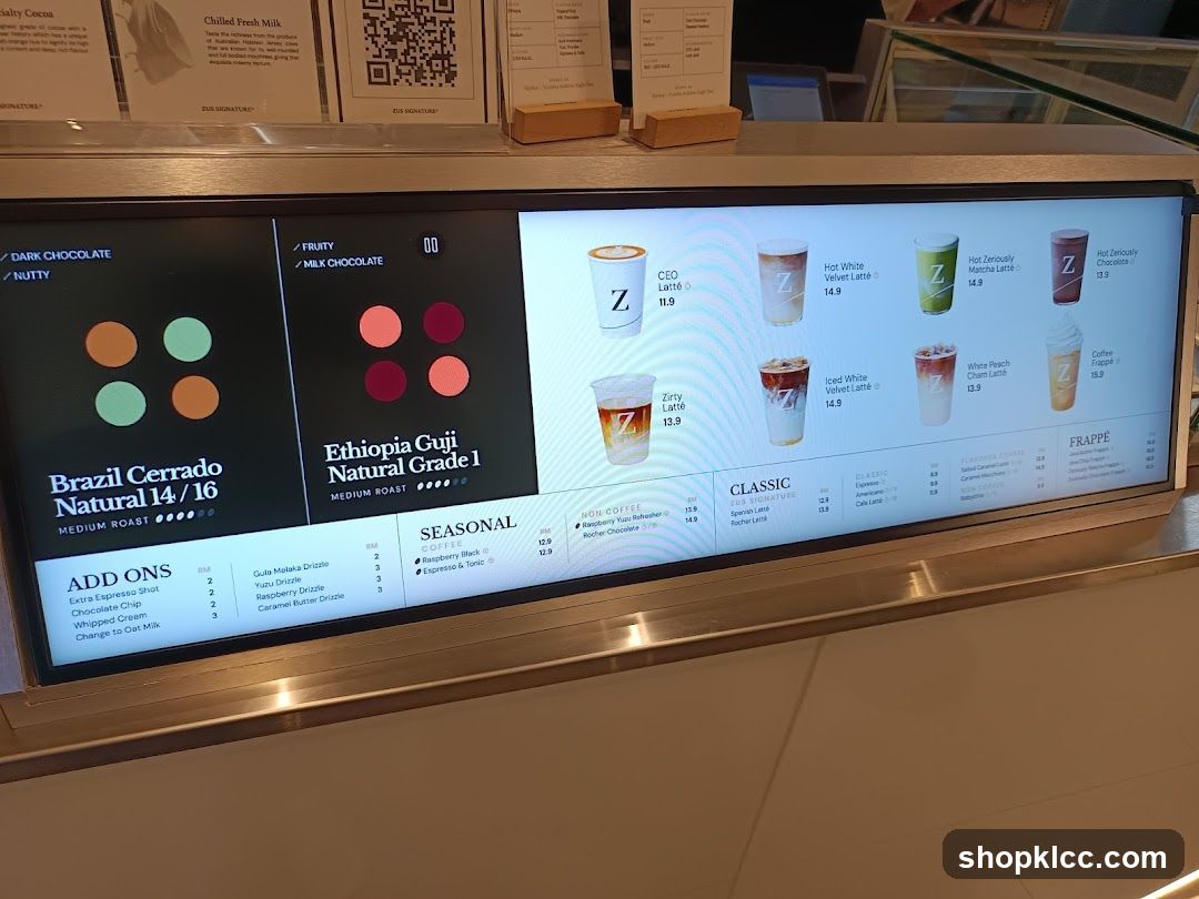 Coffee Shop Menu Display