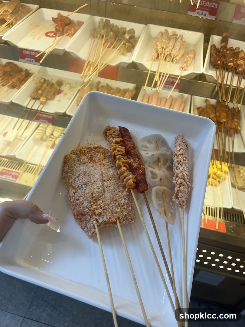 Skewers of Food on Display