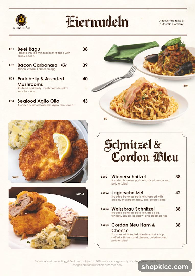 Eiernudeln & Schnitzel & Cordon Bleu Menu