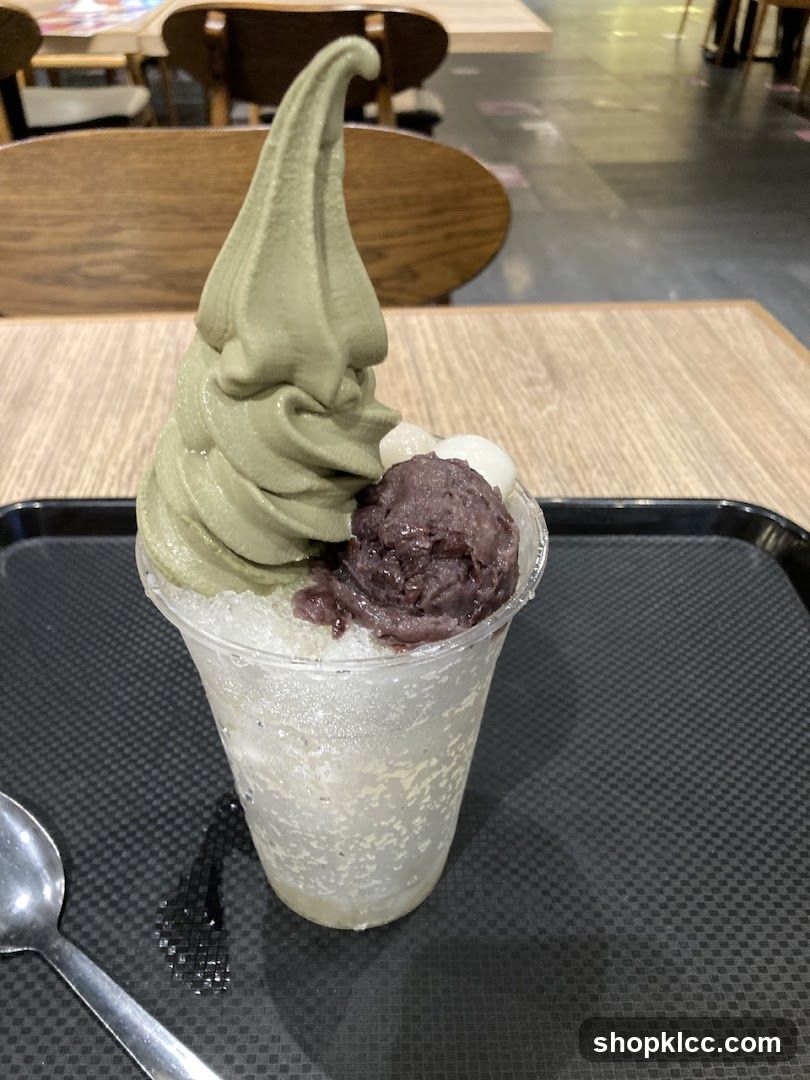 Matcha Soft Serve with Red Bean and Mochi