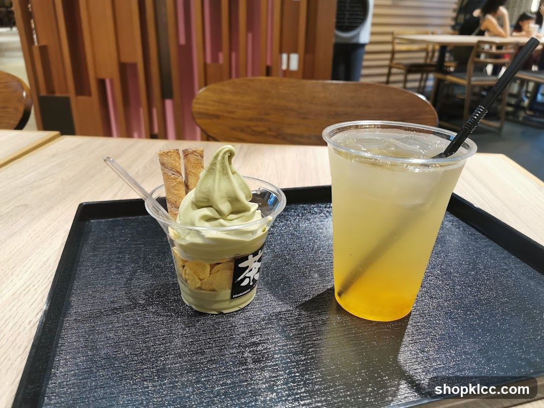 Matcha soft serve and drink