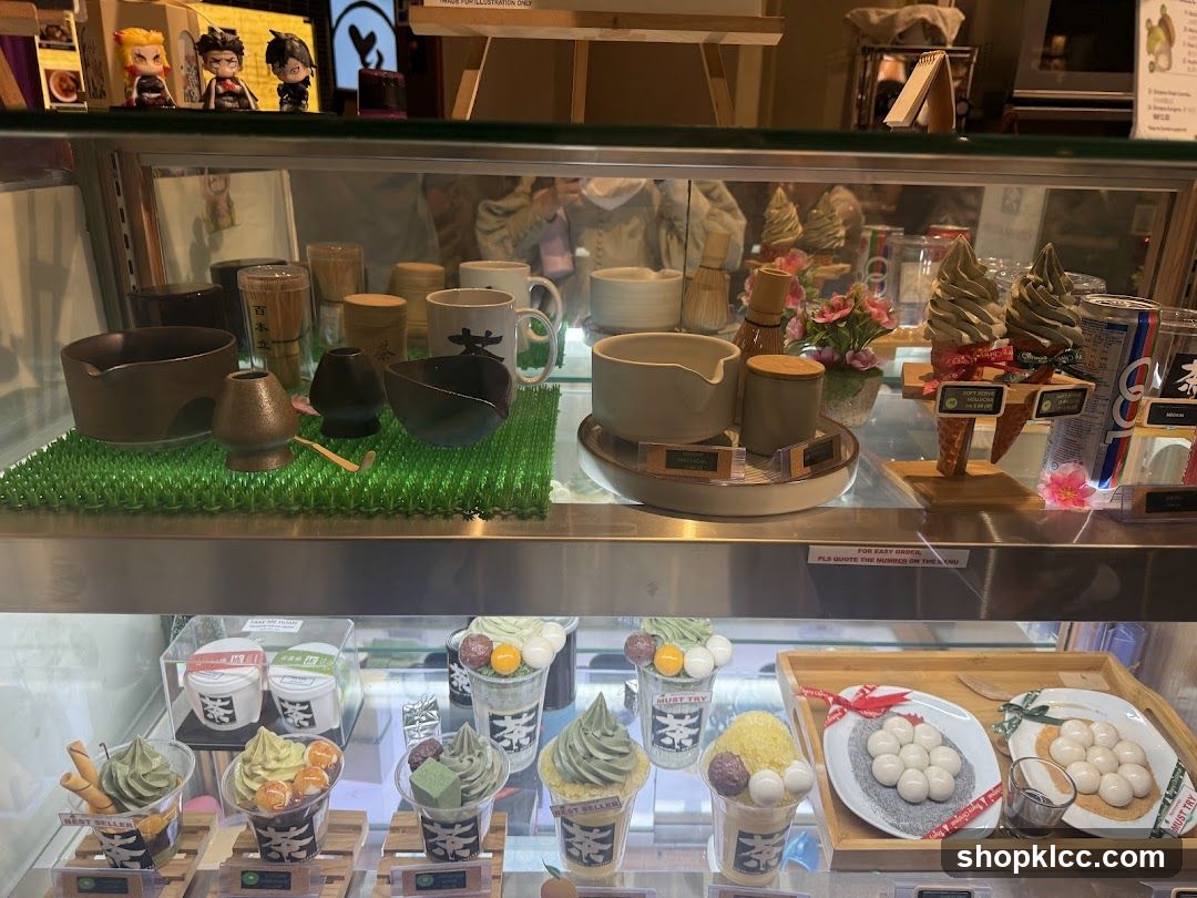 Matcha Desserts and Tea Ware Display