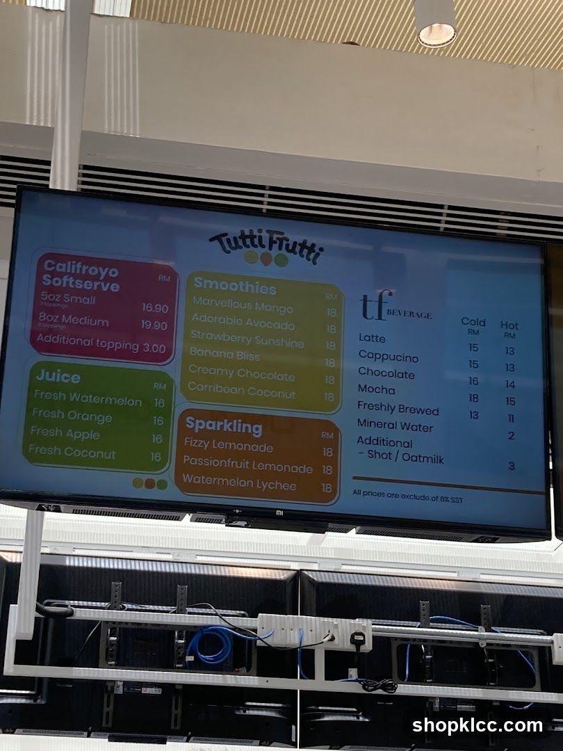 Tutti Frutti Menu Board