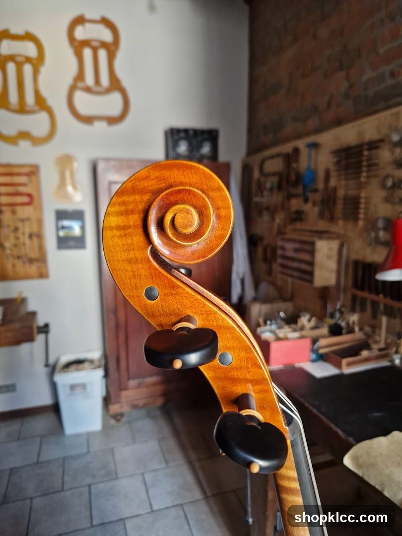 Violin Scroll in Workshop