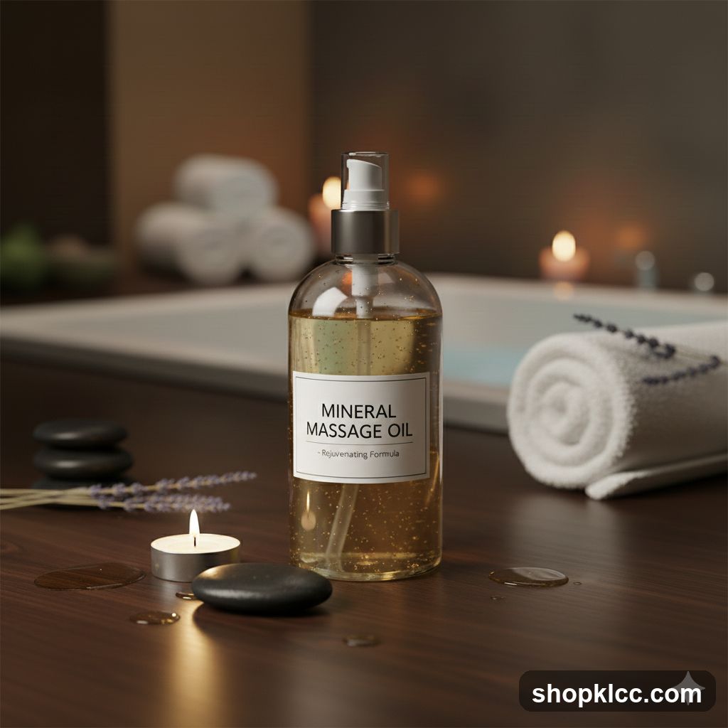 Mineral Massage Oil Bottle on Spa Table