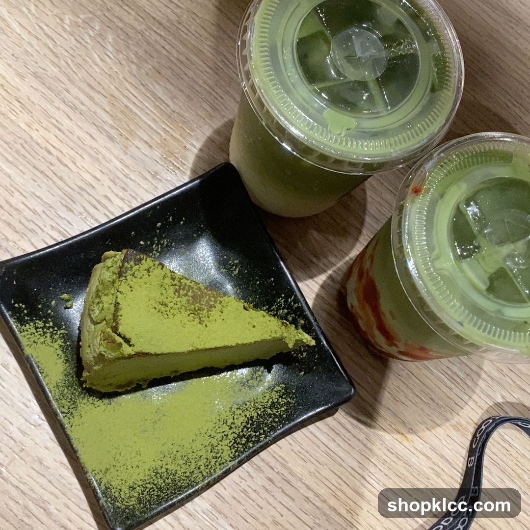 Matcha Cake and Drinks