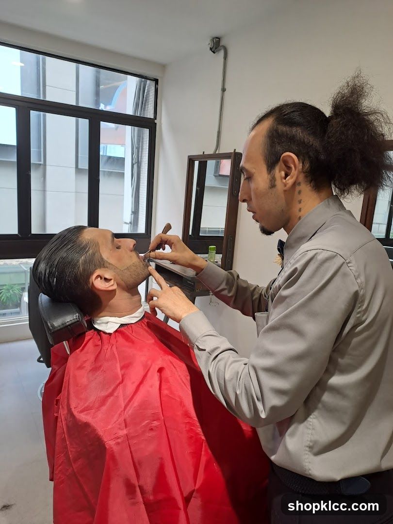 Barber Shaving Client