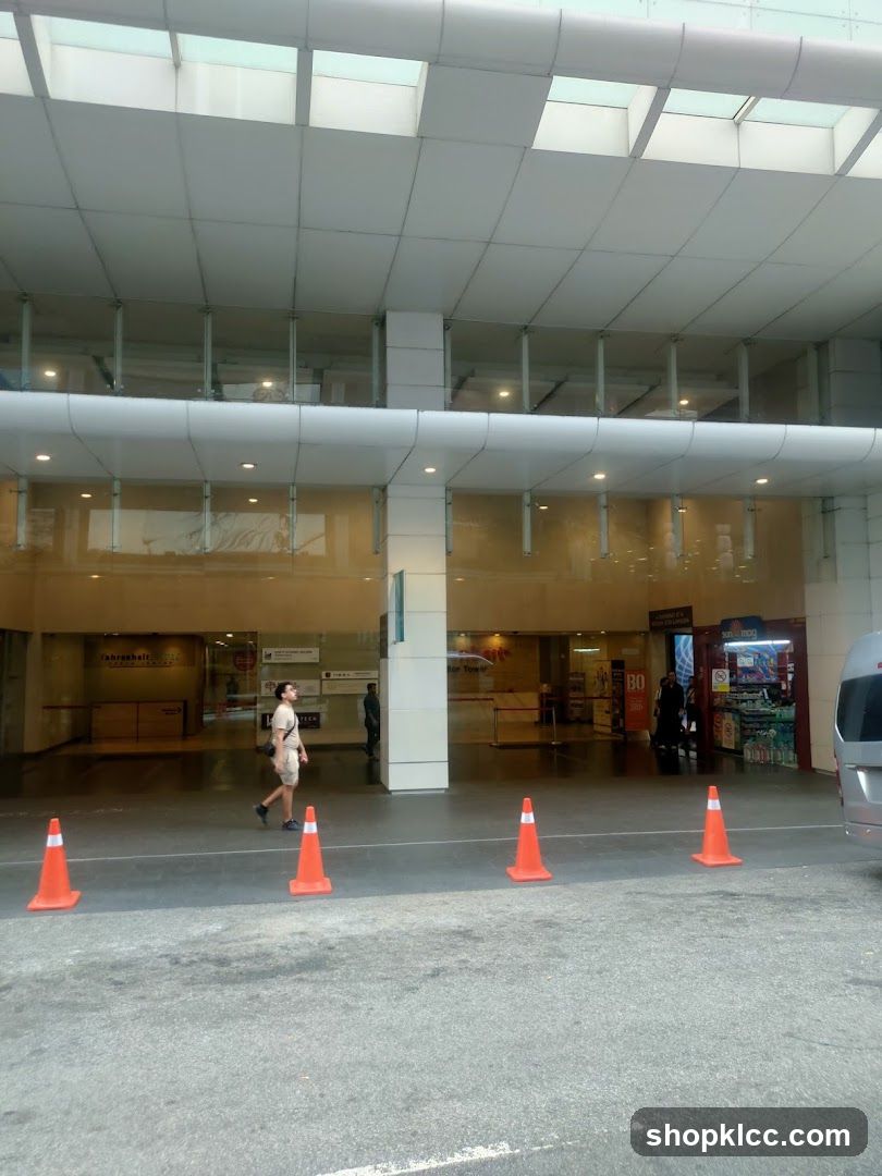 Entrance with orange cones