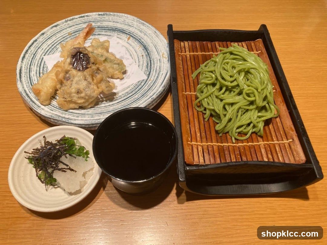 Matcha Noodles and Tempura Set
