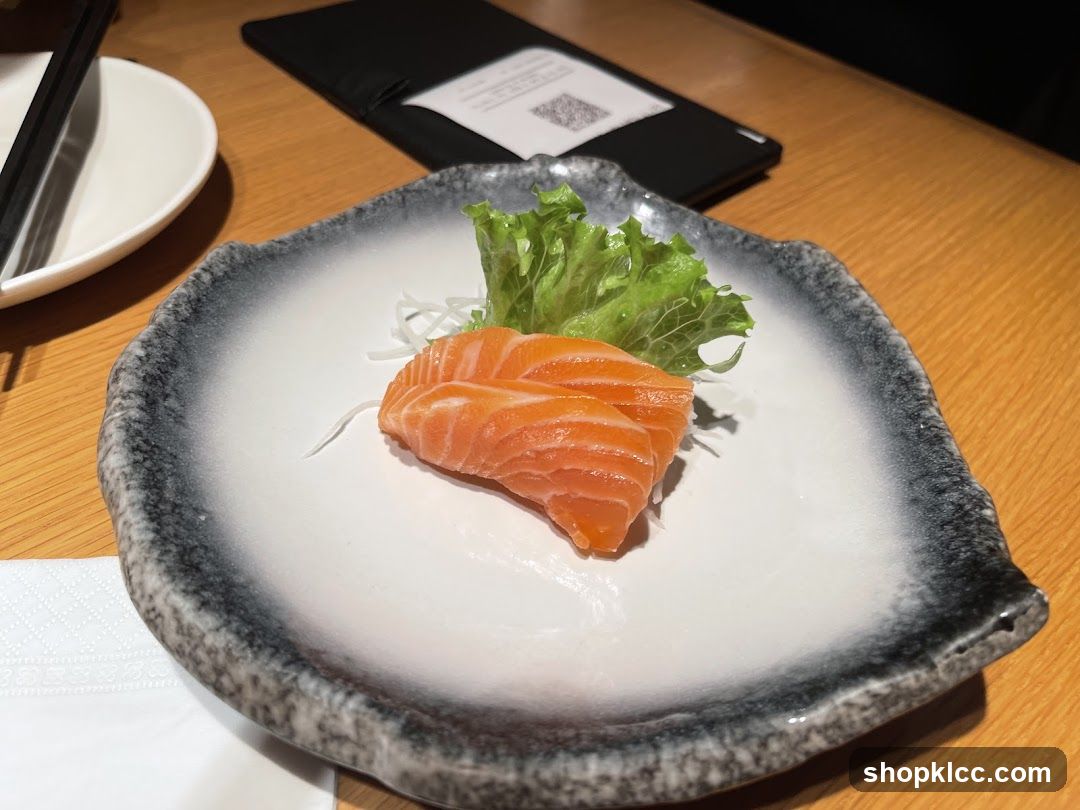 Salmon Sashimi with Lettuce Garnish
