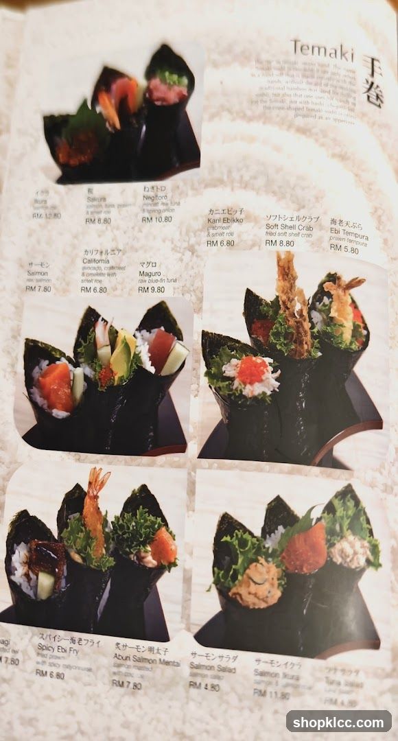 Temaki Menu Page