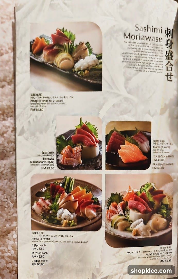 Sashimi Menu