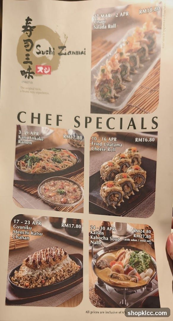 Sushi Zanmai Chef Specials Menu
