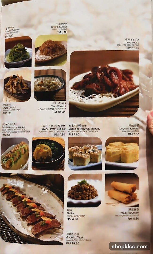Japanese Cuisine Menu Page