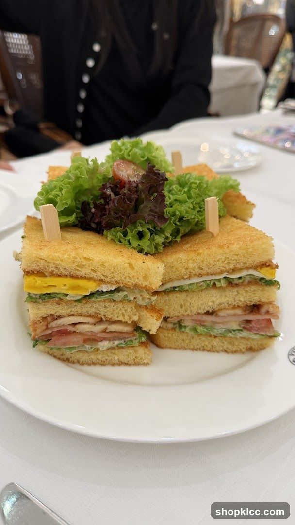 Club Sandwich with Lettuce Garnish