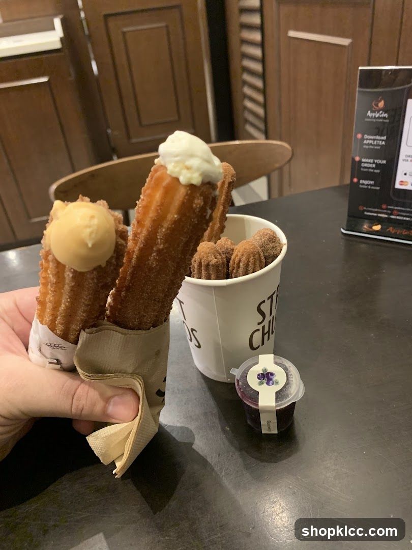 Churros with Ice Cream and Cinnamon Roll