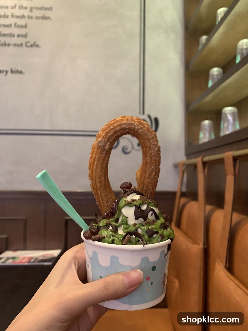 Matcha Ice Cream with Churro Stick