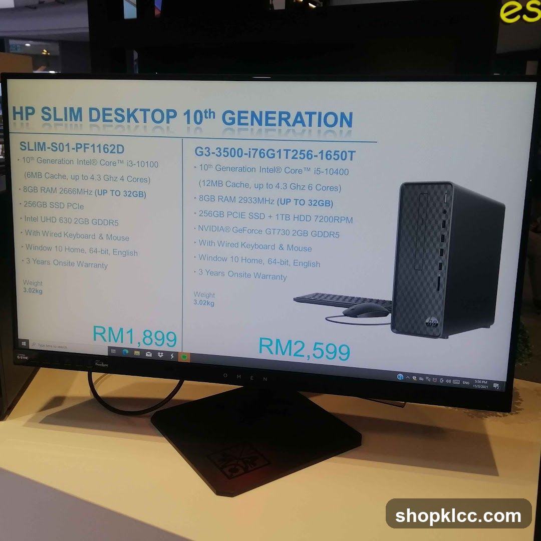 HP Slim Desktop 10th Generation Display