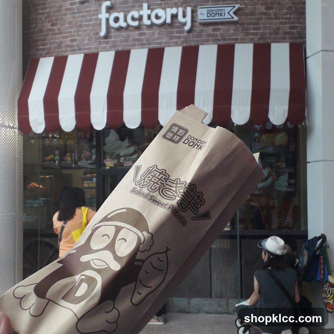 Baked Sweet Potato Bag in Front of Factory Donki Store
