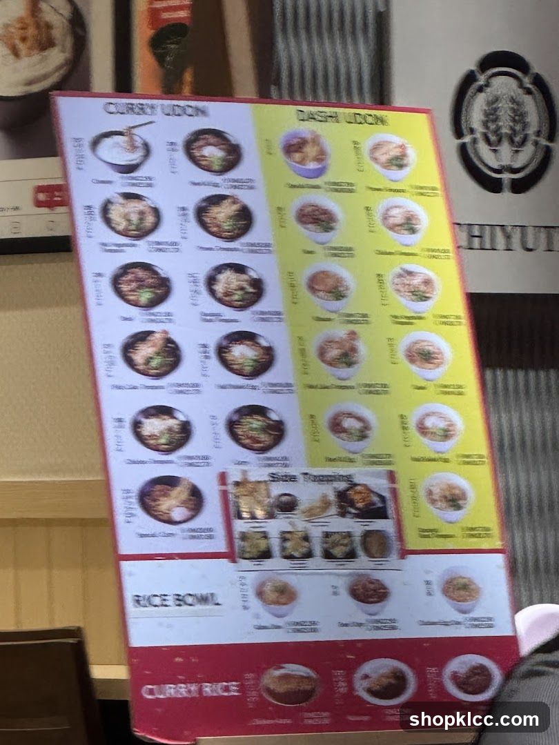 Udon and Rice Bowl Menu