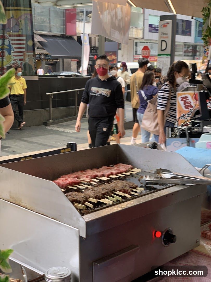 Street Food Stall with Grilled Skewers