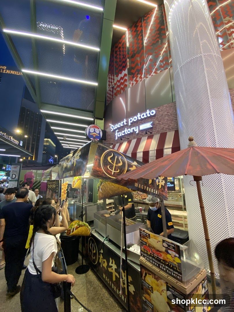 Food stall and storefront scene