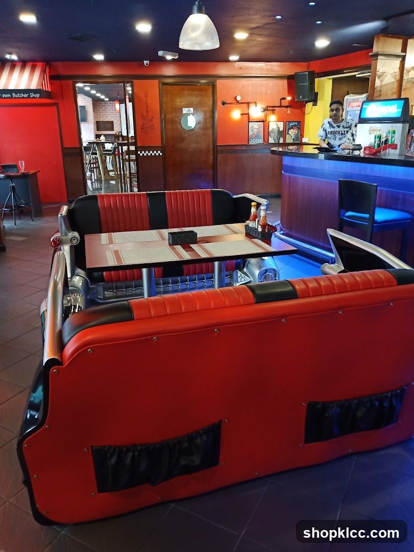 Diner Interior with Car-Themed Seating